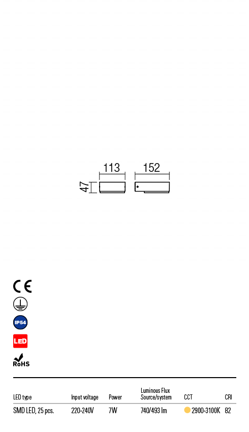 Aplica LED exterior Cube, gri inchis, 7W, 493lm, 3000K, IP54, Redo, 9560