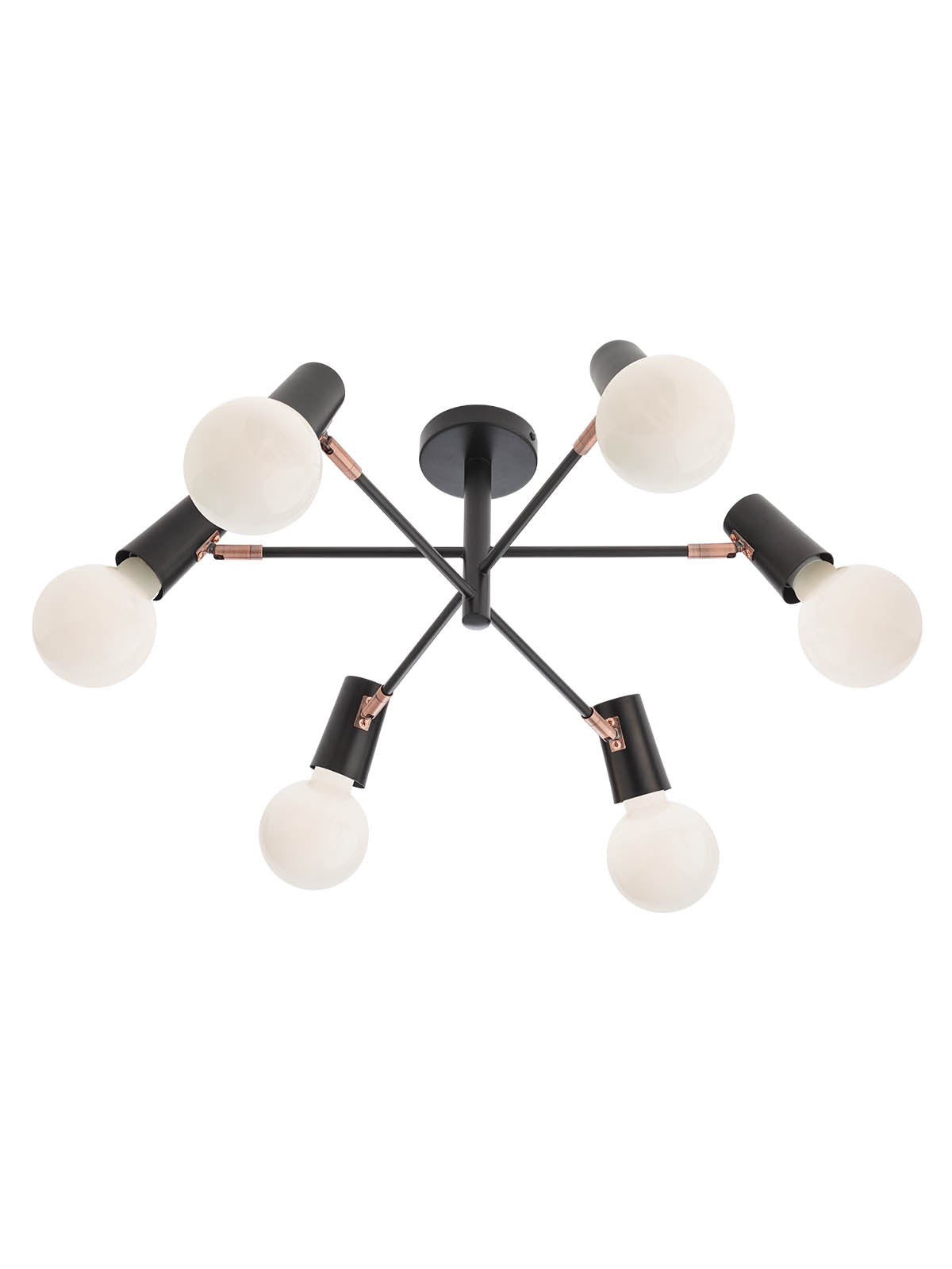 Plafoniera Dekra, negru mat cu detalii cupru antichizat, 6XE27, IP20, Smarter, 04-502