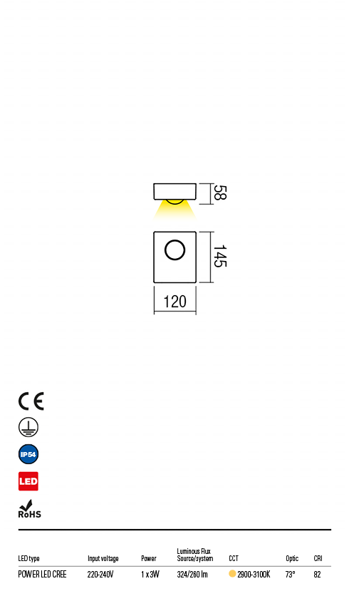 Aplica LED exterior Eris, alb mat, 3W, 260lm, 3000K, IP54, Redo, 9567