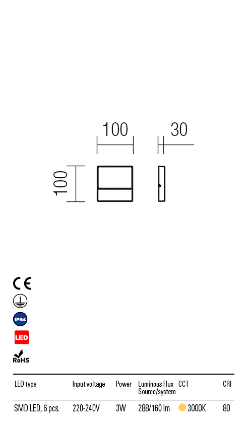 Aplica LED exterior Even, alb mat, 3W, 160lm, 3000K, IP54, Redo, 9150