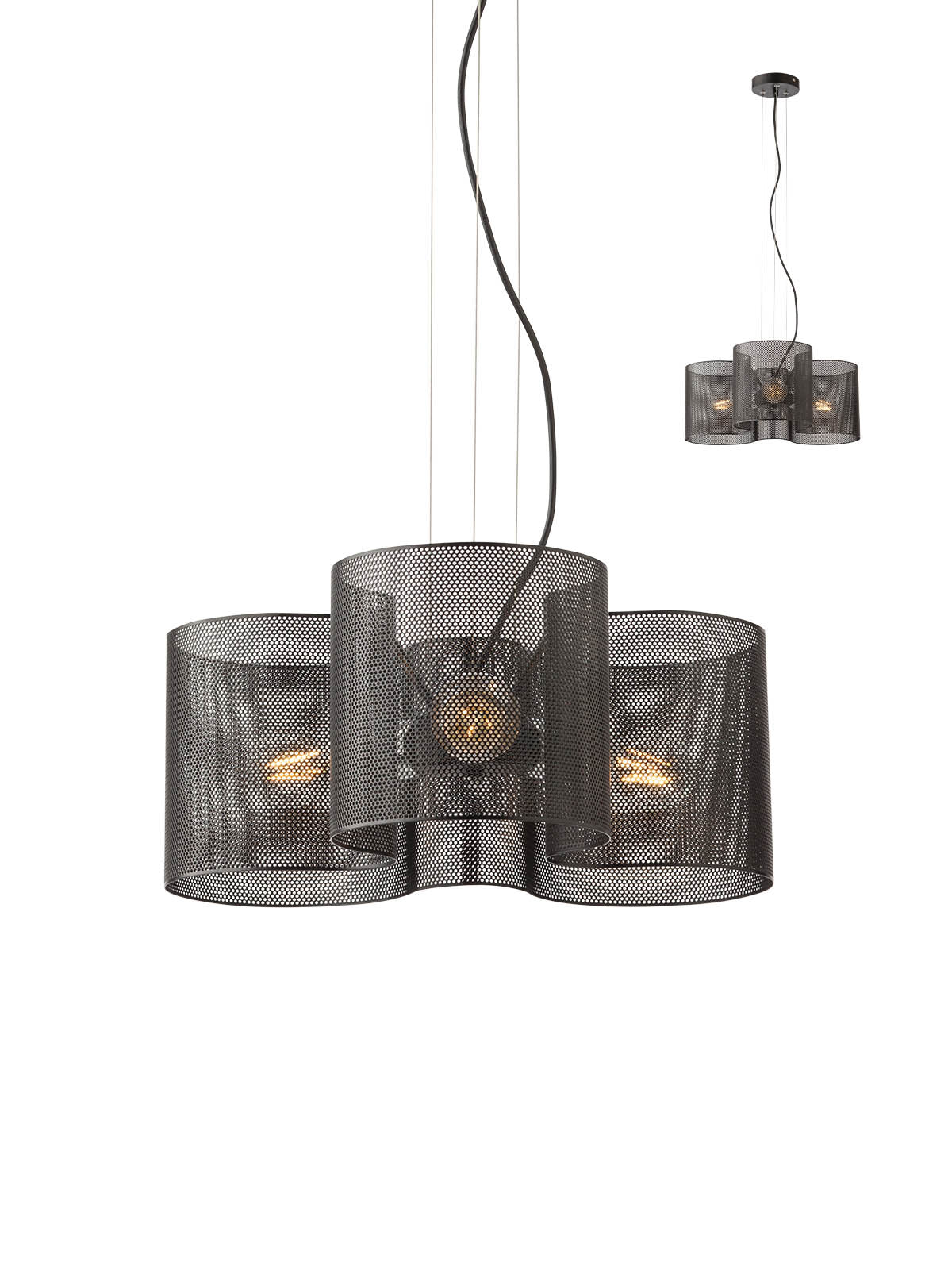 Lustra Formi, negru cu detalii cromate, 3xE27, Smarter 01-1990