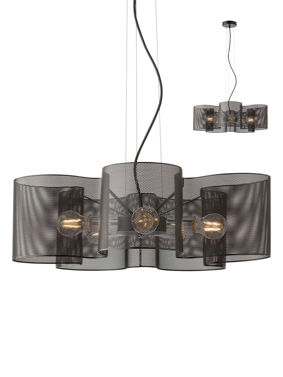 Lustra Formi negru cu detalii cromate, 5XE27, Smarter 01-1991