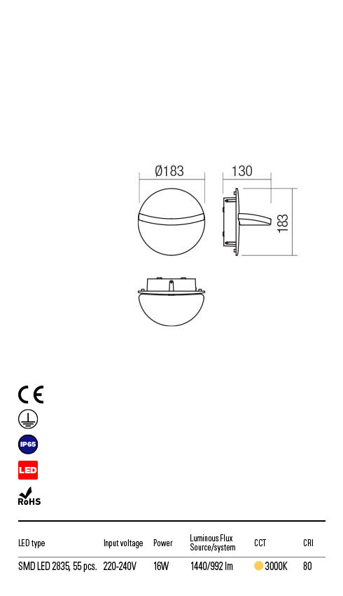 Aplica LED exterior Gimbal, gri inchis, 16W, 992lm, 3000K, IP65, Redo, 90068