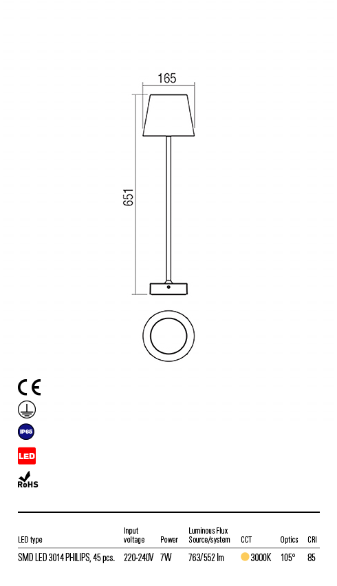 Stalp exterior LED Giorgio, alb, 7W, 552lm, 3000K, IP54, Redo, 9126