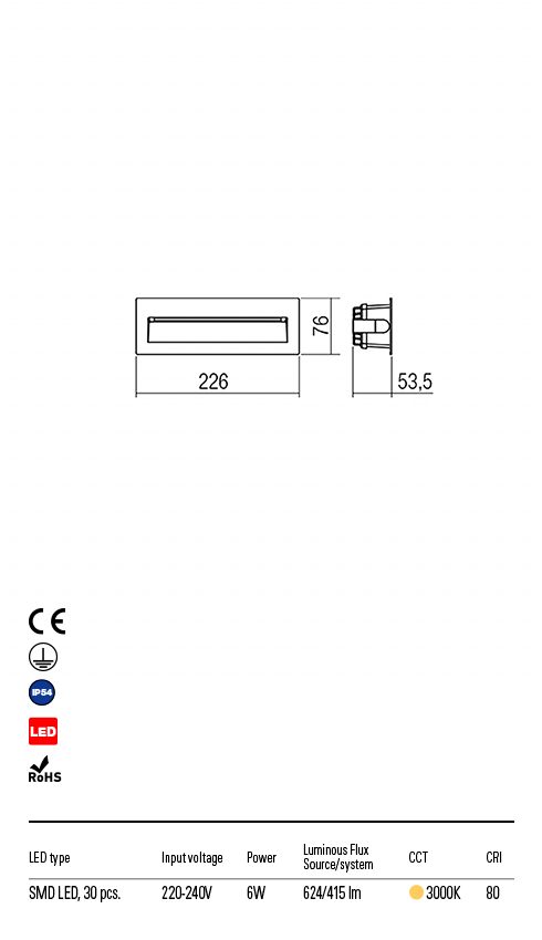 Aplica LED exterior incastrabila Igor, gri inchis, 6W, 415lm, 3000K, IP54, Redo, 9092