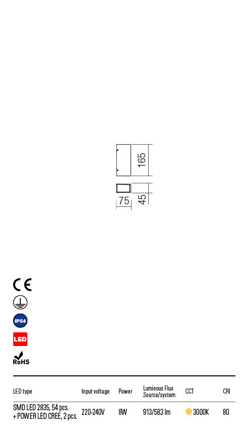 Aplica LED exterior Ivar, gri inchis, 8W, 913lm, 3000K, IP54, Redo, 90114