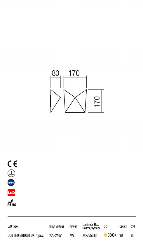 Aplica LED exterior Kiko, alb mat, 7W, 742lm, 3000K, IP54, Redo, 9517