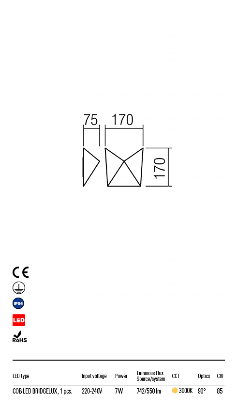 Aplica LED exterior Kiko, negru mat, 7W, 742lm, 3000K, IP54, Redo, 9518