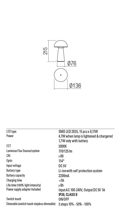 Veioza LED exterior Kira, alb mat, 1,7W, 170 lm, 3000K, IP44, Redo, 90438
