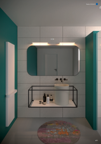 Aplica baie LED Ku, alb mat, 12W, 823lm, 3000K, L.40cm, IP44, Redo, 01-1766