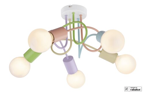 Plafoniera copii Linett, multicolor, 5xE27, Rabalux 6340