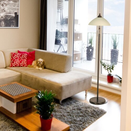 Lampadar decorativ Regina, bronz, 1xE27, abajur sticla crem,clasic, Rabalux 8178