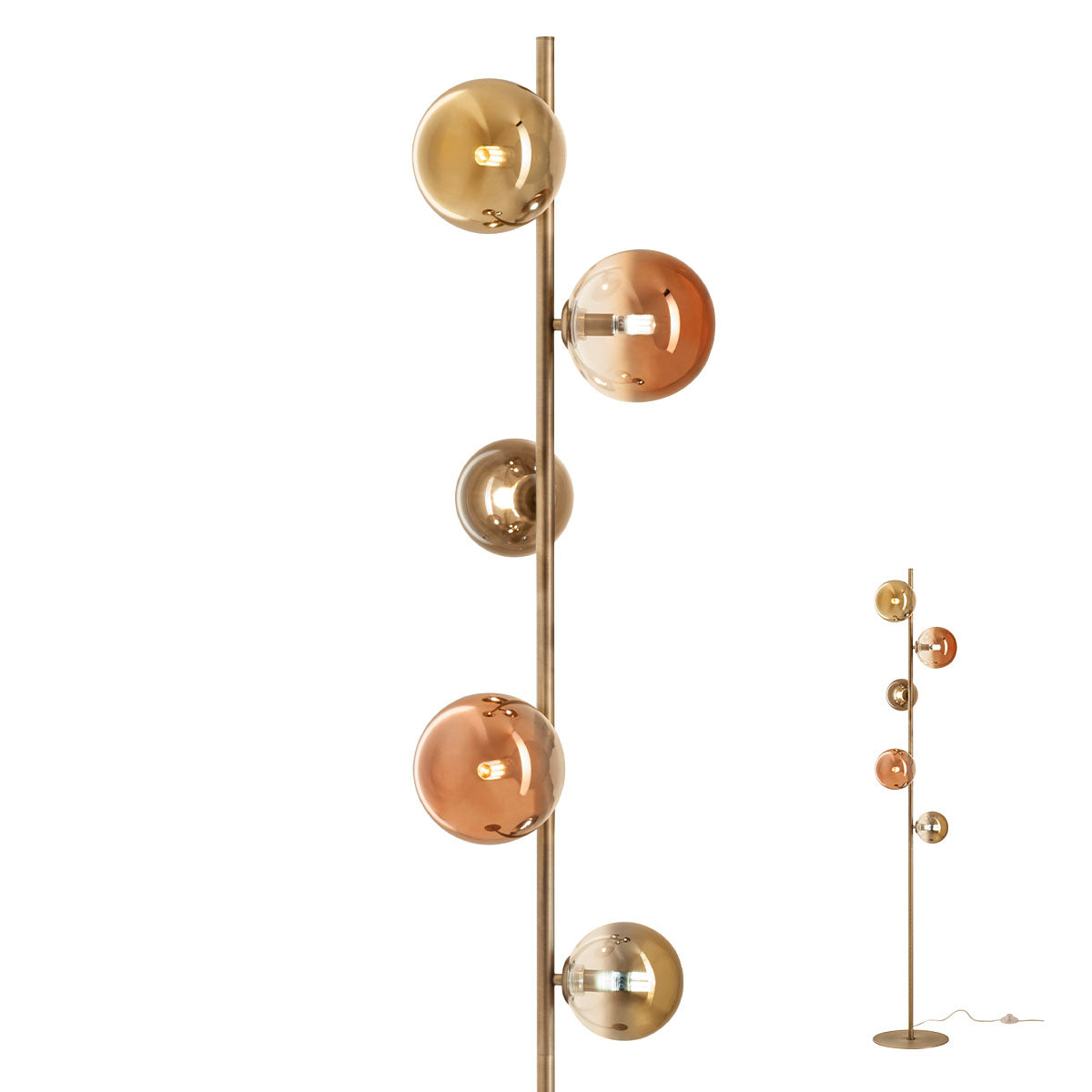 Lampadar Roy, alama antica patinata, 5 x G9, H.171.cm, IP20, Redo, 01-2785