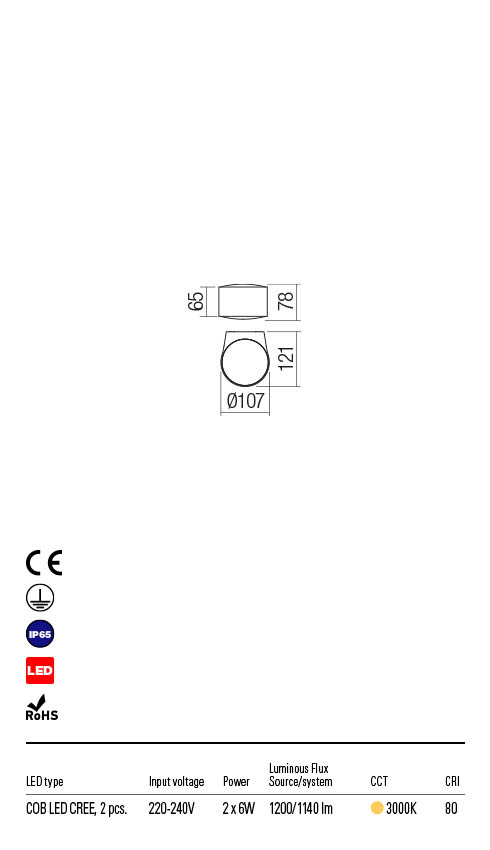 Aplica LED exterior Log, alb mat, 12W, 1200lm, 3000K, IP65, Redo, 90062