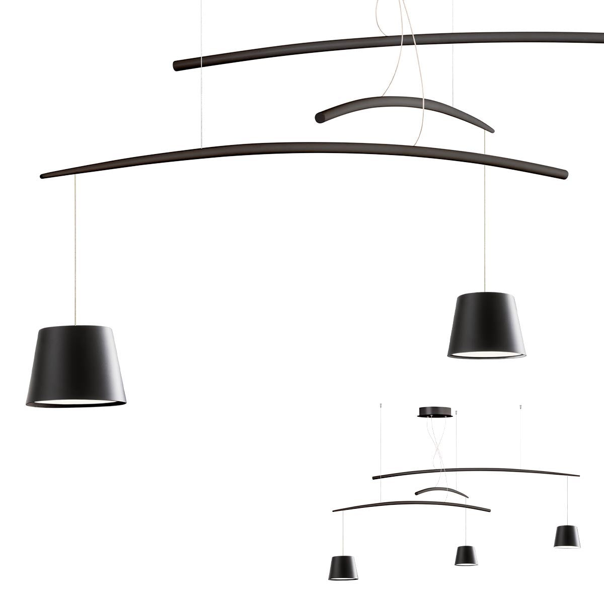 Lustra LED Lolli, negru, 3x6W, 1245lm, 3000K, IP20, Redo, 01-1525