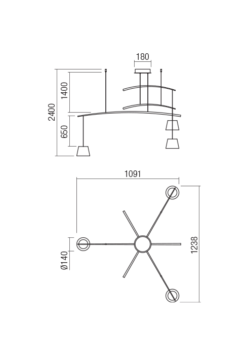 Lustra LED Lolli, negru, 3x6W, 1245lm, 3000K, IP20, Redo, 01-1525