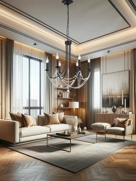 Lustra Aphrodite, negru mat, 6XE14, D.60 cm, Smarter 02-995