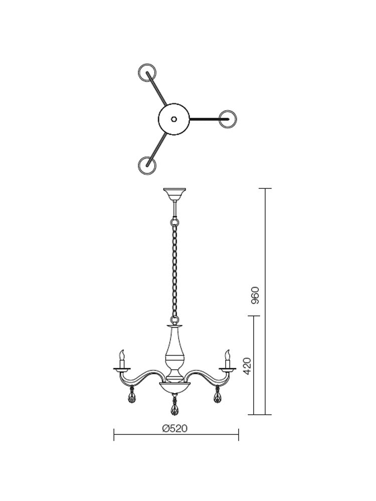 Lustra Fabiola, alama antica, 3xE14, Smarter 02-711