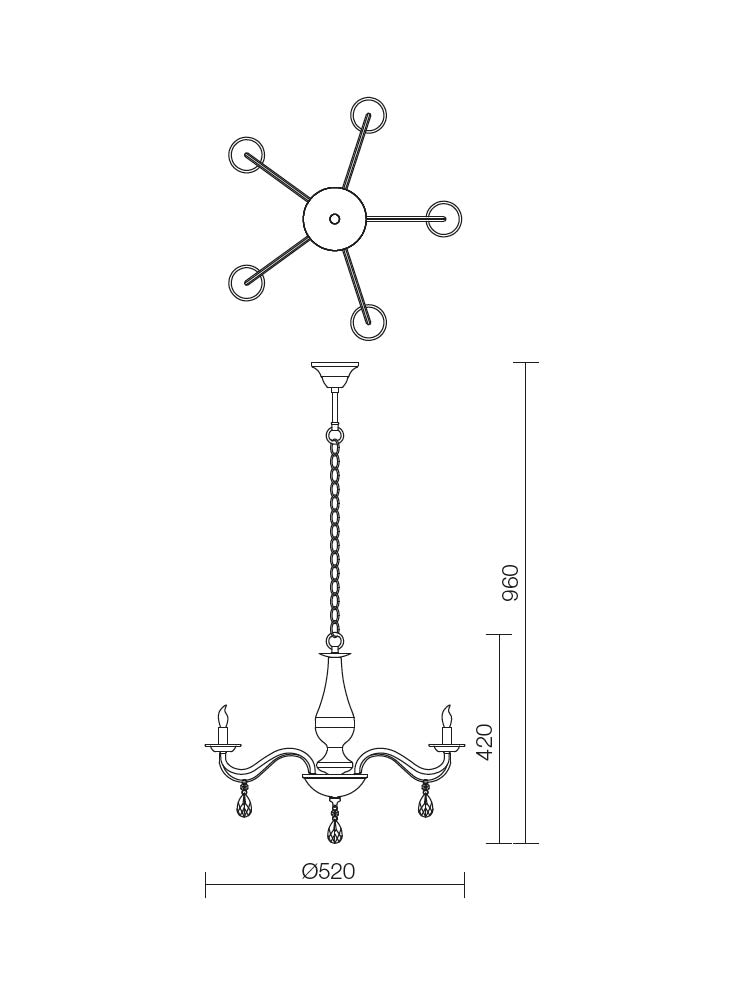 Lustra Fabiola, alama antica, 5XE14, Smarter 02-712