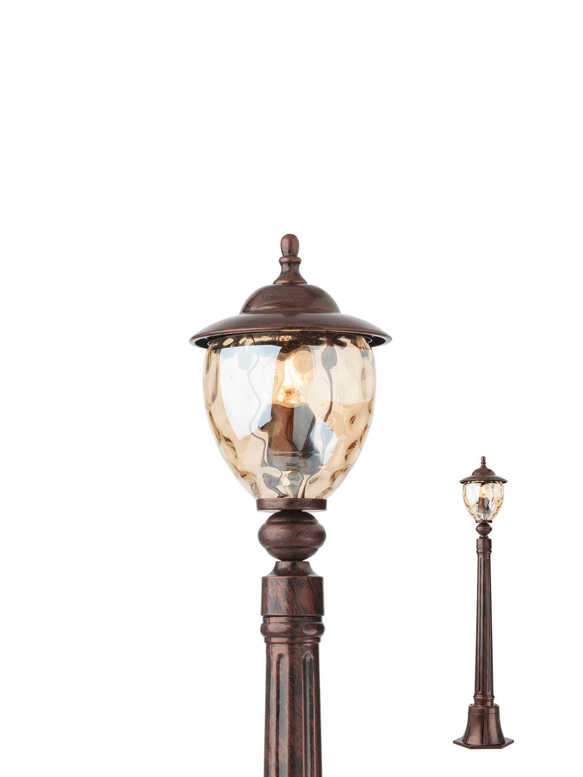 Stalp exterior MATERA, negru cu patina cupru, 1XE27, Smarter 9634