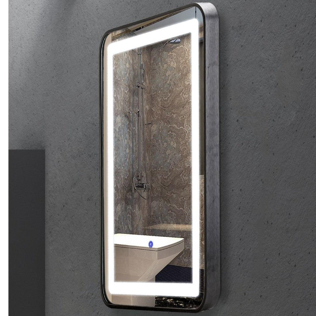 Oglinda LED touch, negru, 15W, 1640lm, 4000K, 50x70cm, IP44, 710640