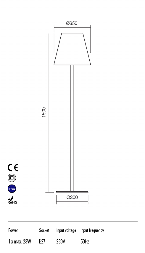 Lampadar exterior PINO, gri inchis, 1xE27, H.150cm, D.35cm, IP65, Redo 9978