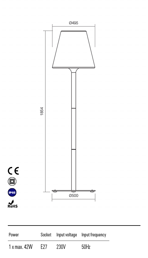 Lampadar exterior PINO, gri inchis, 1xE27, H.185cm, D.49.5cm, IP65, Redo 9979
