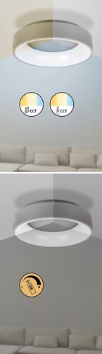 Plafoniera LED Adeline, gri, 24W, 1500lm, 3000K-6000K, IP20, Rabalux, 3928