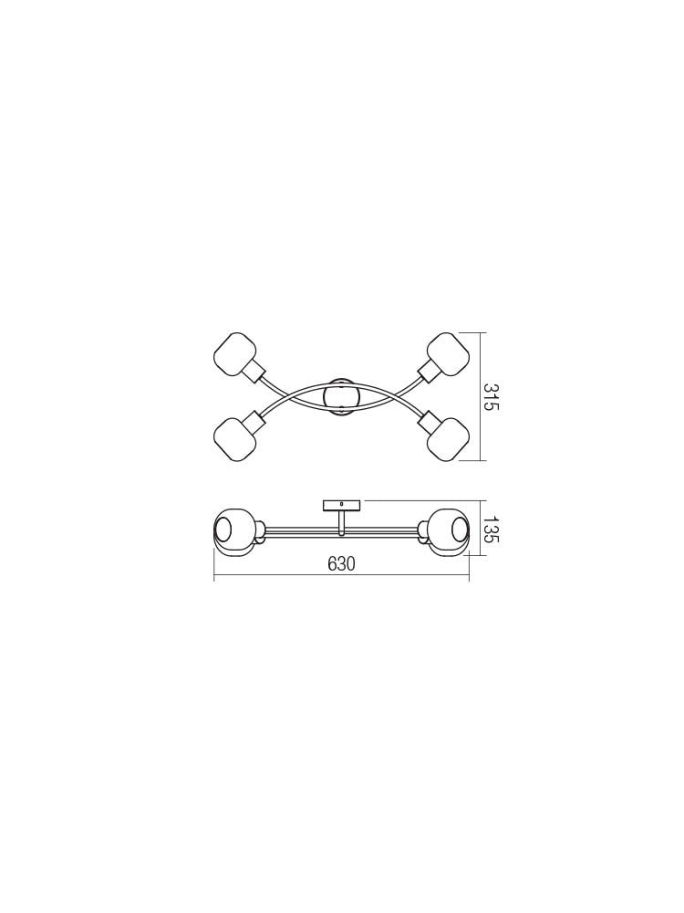 Plafoniera Amber, negru mat, 4XE14, IP20, Smarter, 04-486