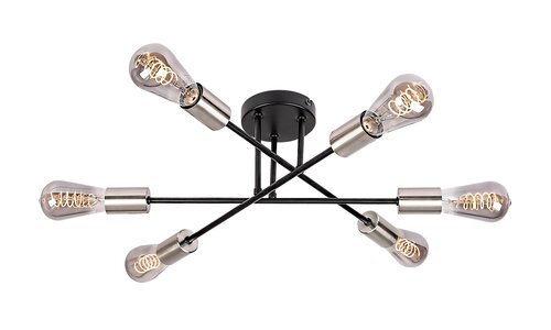 Plafoniera Branwen, negru mat, 6xE27, IP20, Rabalux, 71026