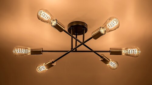 Plafoniera Branwen, negru mat, 6xE27, IP20, Rabalux, 71026