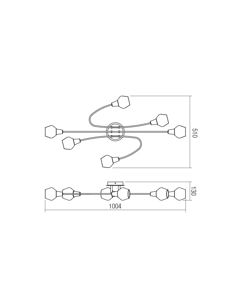 Plafoniera Clovis, crom cu detalii negru mat, 6XE14, IP20, Smarter, 04-490