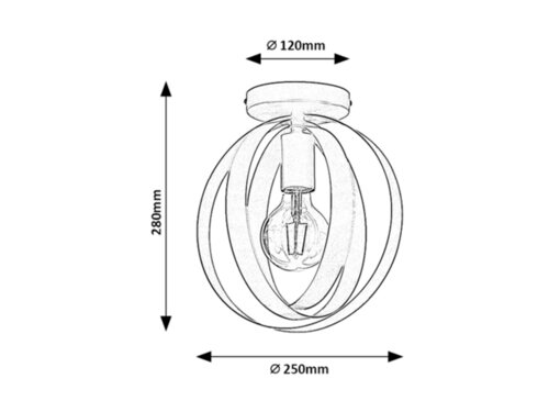 Plafoniera Cortado, negru, 1xE27, IP20, Rabalux, 5359