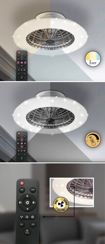 Plafoniera cu ventilator Dalfon, argintiu, 1700lm, LED 30W, 3000-6500K, Rabalux 6859