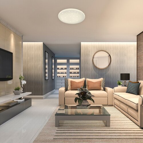 Plafoniera LED Danny, alb, 60W, 4800lm, 3000-6500K, D.60cm, IP20, Rabalux, 5446