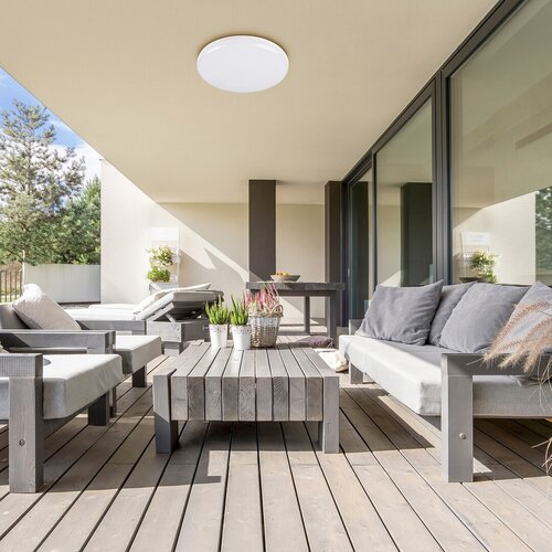 Plafoniera LED exterior Eric, alb, 24W, 2160lm, 4000K, D.28cm, IP64, Rabalux, 7979