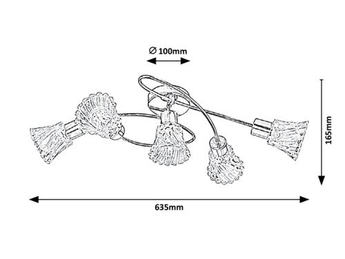 Plafoniera Hestia, crom, 5xE14, IP20, Rabalux, 5304