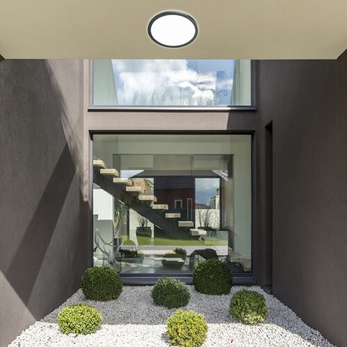 Plafoniera LED exterior Inverness, negru, 15W, 1300lm, 2700K-6500K, WIFI, D.28cm, IP44, Rabalux, 7774