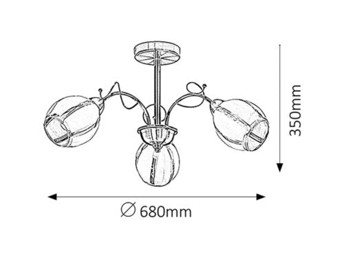 Plafoniera Joel, bronz, 3xE27, IP20, Rabalux, 2270