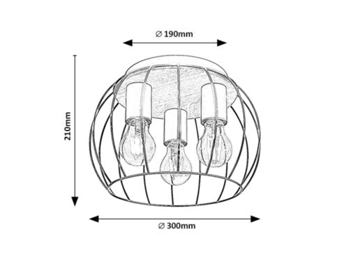 Plafoniera Kamala, negru, 3xE27, IP20, Rabalux, 5293