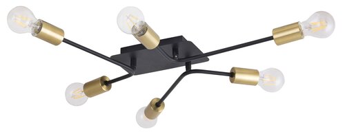 Plafoniera Lanny, negru, 6xE27, IP20, Rabalux, 2103