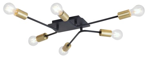 Plafoniera Lanny, negru, 6xE27, IP20, Rabalux, 2103