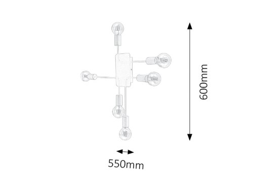 Plafoniera Lanny, negru, 6xE27, IP20, Rabalux, 2103