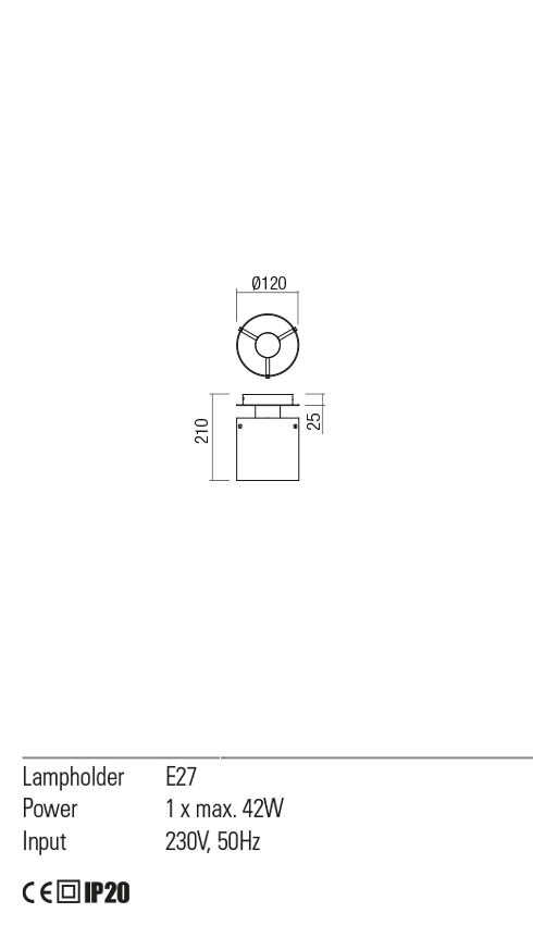 Plafoniera Lou, anodizat negru/fumuriu degrade, 1XE27, IP20, Redo, 01-2005