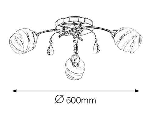 Plafoniera Melissa, crom, 3xE14, IP20, Rabalux, 2621