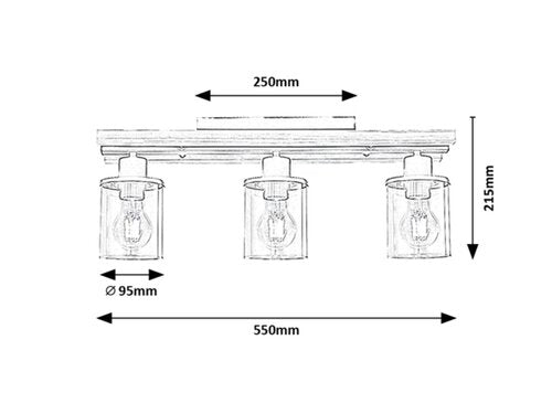 Plafoniera Niylah, negru, 3xE27, IP20, Rabalux, 71083