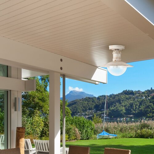 Plafoniera exterior Oslo, alb antichizat, 1XE27, D.24cm, IP44, Rabalux, 8739