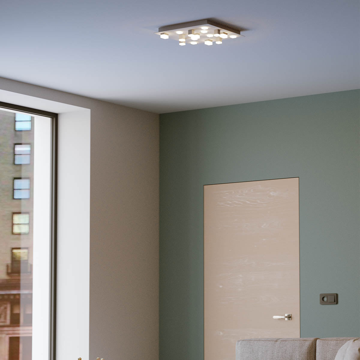 Plafoniera LED Pixel, alb mat, LED 48W, 5305 lm, 3000K, IP20, Redo, 01-2016