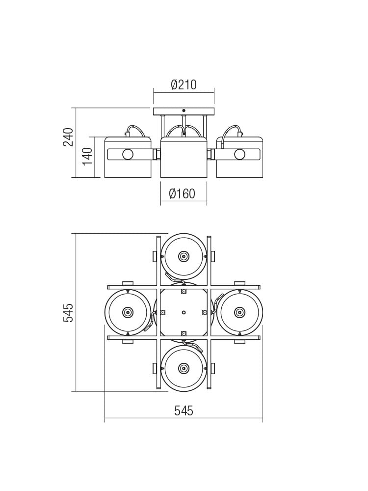 Plafoniera Pooh, negru mat, 42W, 4 x E27, IP20, Smarter, 01-2401