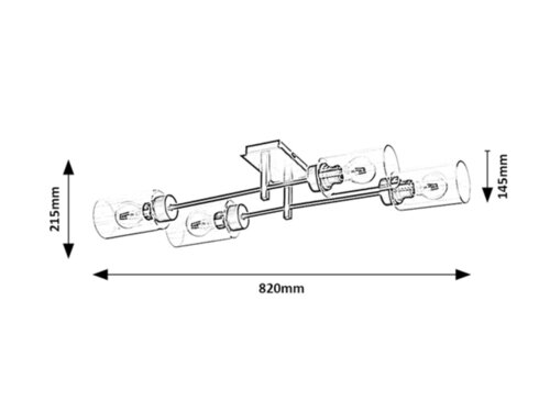 Plafoniera Prudence, negru, 4xE27, IP20, Rabalux, 2672